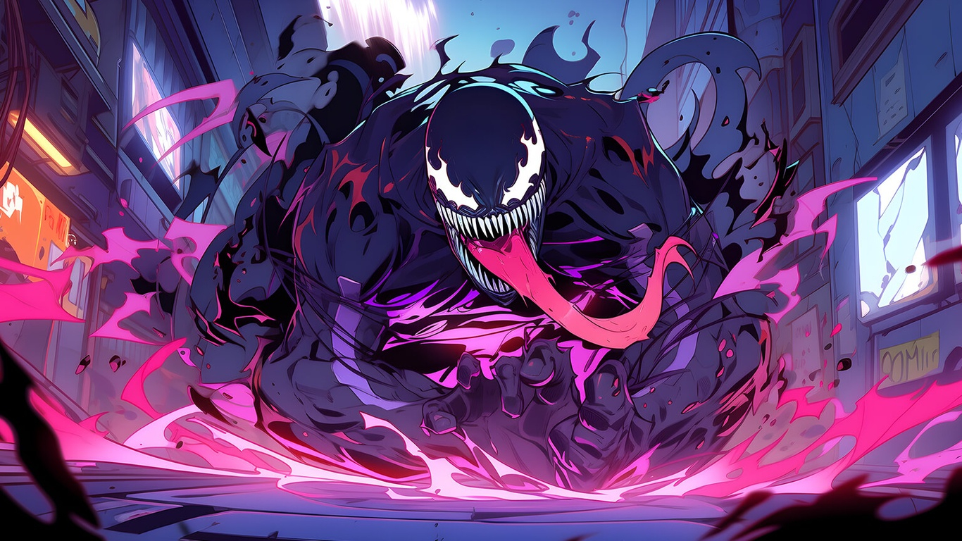 scary venom city desktop wallpaper preview
