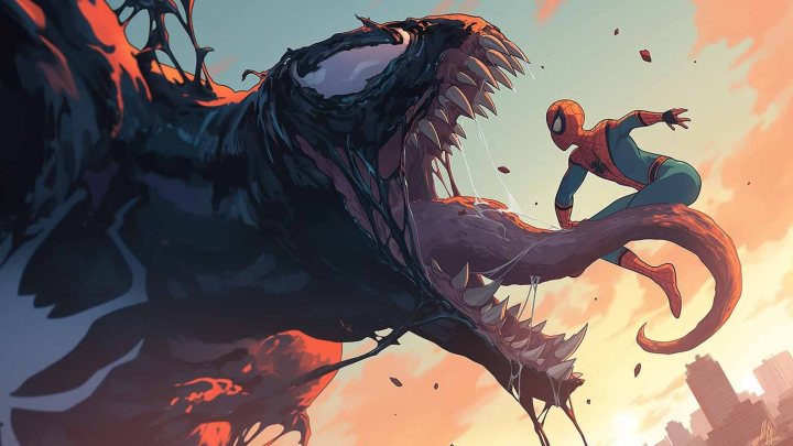 spider man escaping venom
