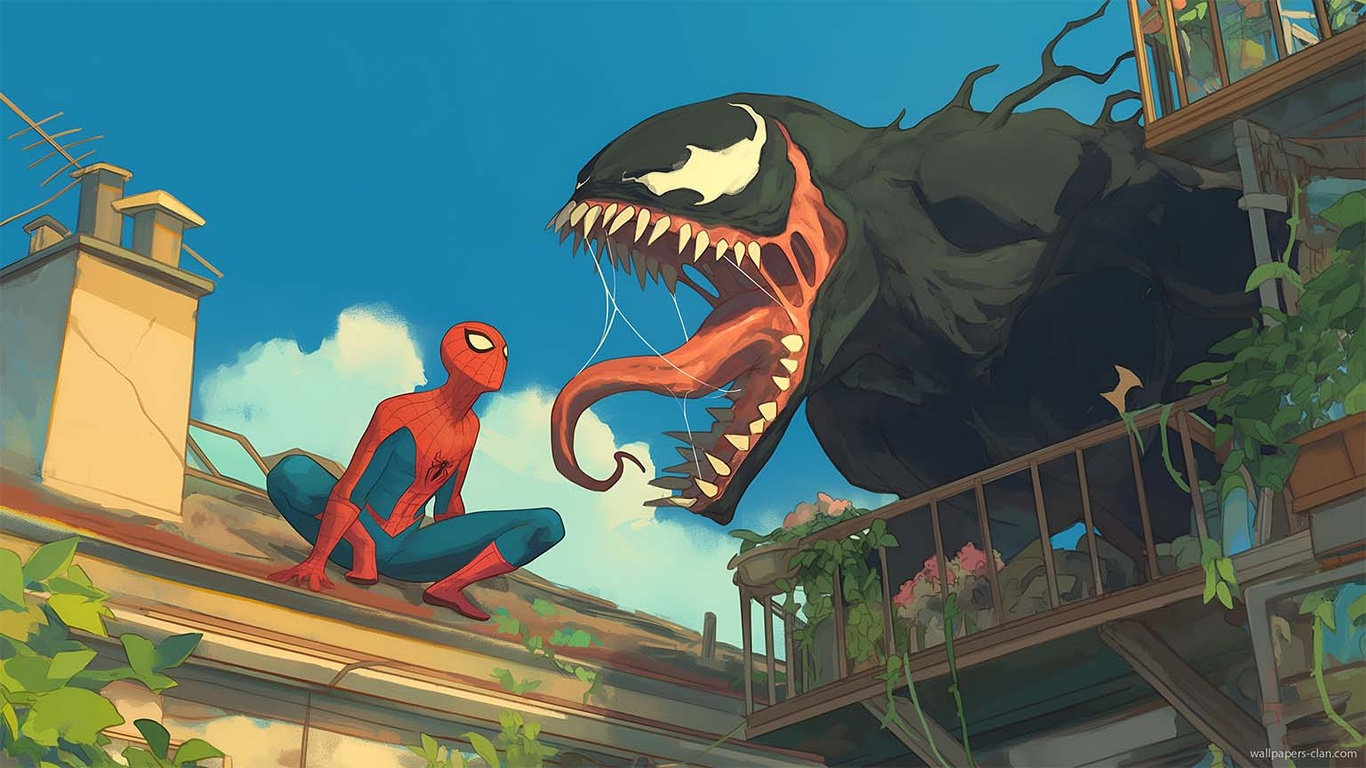 spiderman venom ghibli style